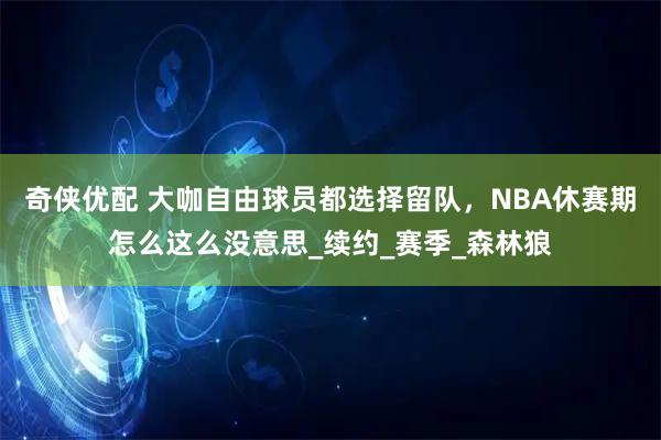 奇侠优配 大咖自由球员都选择留队，NBA休赛期怎么这么没意思_续约_赛季_森林狼